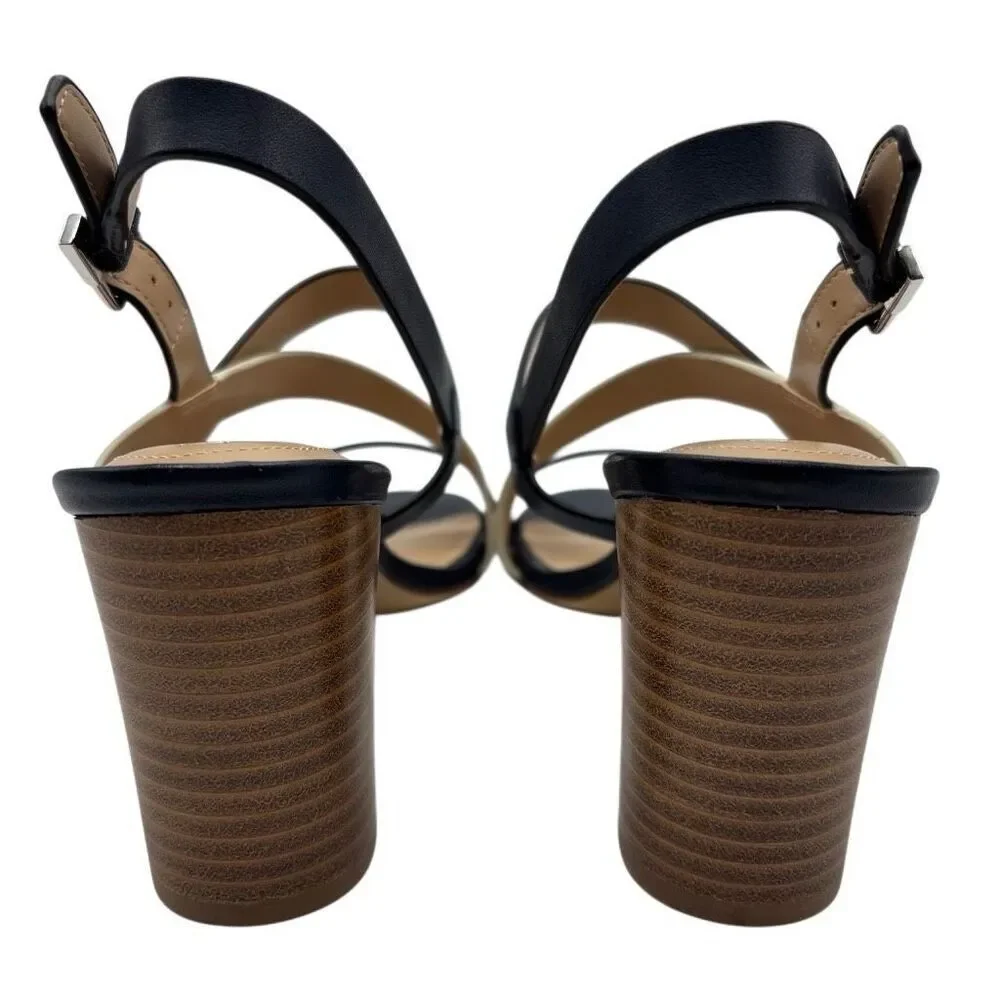 Lauren Ralph Lauren Mackensie Heeled Sandals‎ Black/Cream Size 9B NEW NWOT